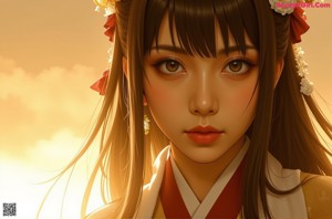A woman in a kimono sitting on a couch.