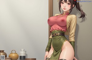 A woman in a kimono is sitting on a bed.